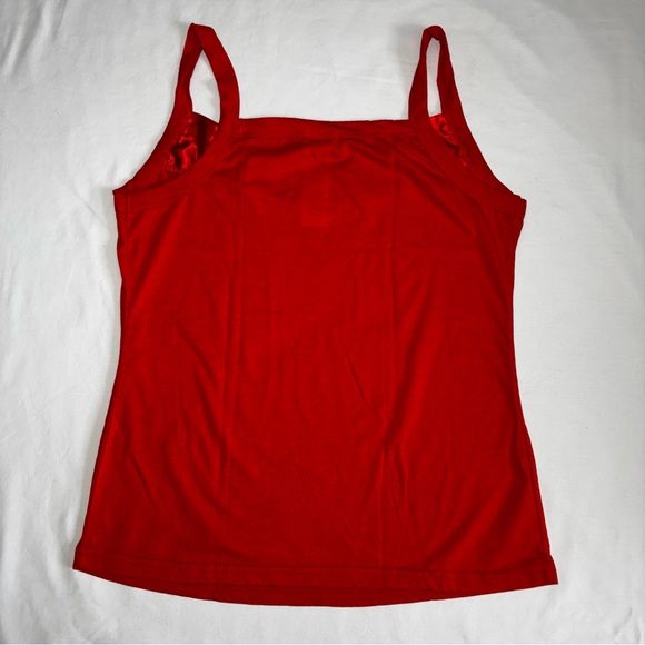 Red Women's Cami Top Sleeveless Satin Detail Layering - Picture 10 of 10
